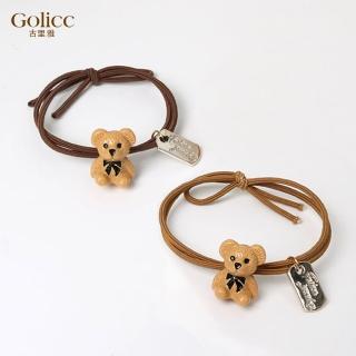 【Golicc】韓國ins網紅可愛小熊字母吊牌 髮繩 髮圈(618 七夕 情人節 生日 髮飾 頭飾 大腸圈 髮夾 禮物)