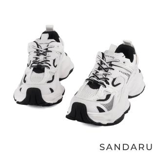 【SANDARU 山打努】老爹鞋 潮流拼接透氣厚底休閒鞋(白)
