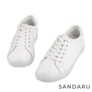 【SANDARU 山打努】小白鞋 真皮百搭素面休閒鞋(白)