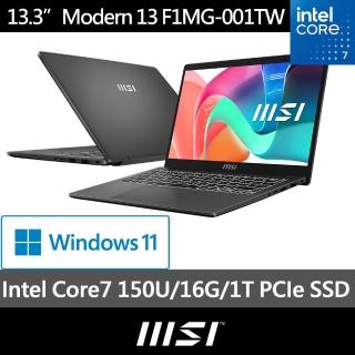 【MSI 微星】13吋Core 7 輕薄效能筆電(Modern 13/Core 7 150U/16G/1TB SSD/W11/F1MG-001TW)