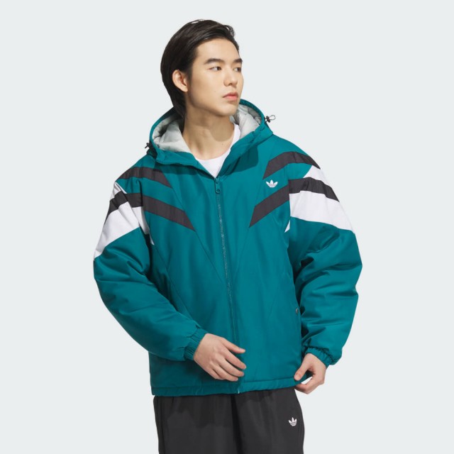 【adidas 愛迪達】運動 休閒 連帽 羽絨 男外套 VINTAGE PAD JKT(JJ4970)