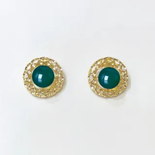 【勝弘珠寶】多明尼加藍珀鳥巢耳環-7mm