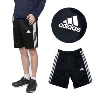 【adidas 愛迪達】Adidas 運動短褲 透氣 彈性 環保 拉鍊口袋 抽愛迪達 短褲 大尺碼 抽繩 無刷毛(1053DE4)