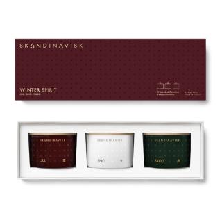 【Skandinavisk】聖誕限定款香氛蠟燭 寒冬暖心禮盒 3入禮盒組(微醺熱紅酒 挪威森林 雪落星野)