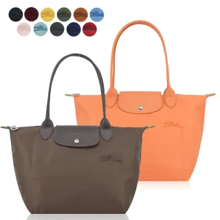 【LONGCHAMP】LE PLIAGE GREEN系列刺繡長把再生尼龍摺疊水餃包(中/多色選)