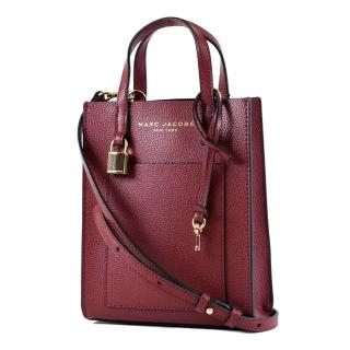 【MARC JACOBS 馬克賈伯】荔枝紋手提/斜背二用鎖頭包-櫻桃紅/迷你款