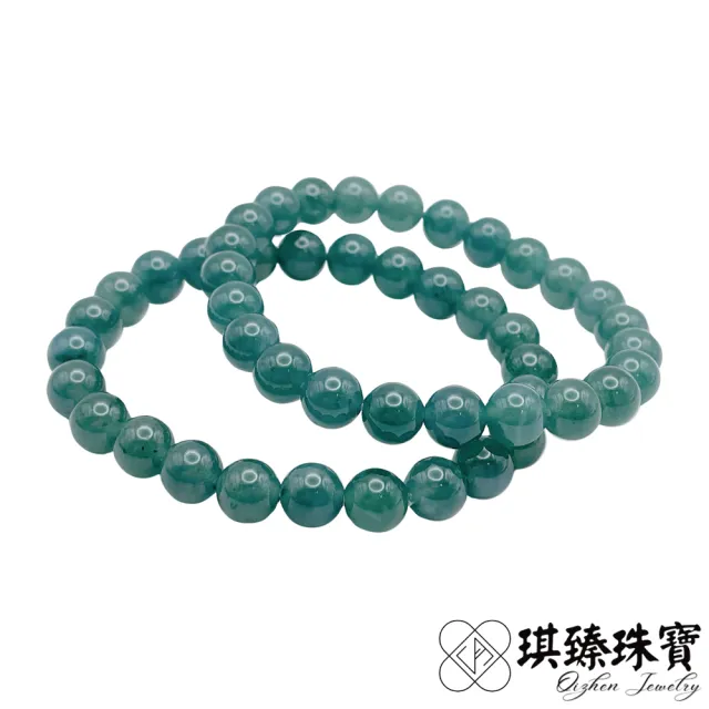 琪臻珠寶】天然A貨翡翠糯冰種藍水圓珠手珠手串(7.5-8mm偏深色_開運招財
