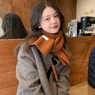 【LEESA】毛線圍巾\簡約圍巾\針織圍巾\保暖圍巾\素色圍巾\百搭圍巾\短圍巾\圍脖\生日禮物\親膚不刺膚