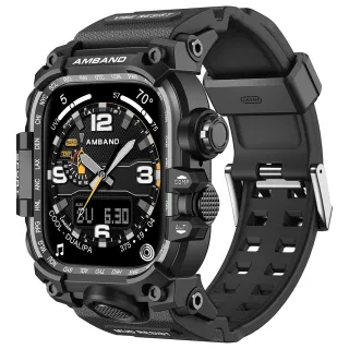 【Amband】Apple Watch 專用保護殼 ☆ M3 美國鋼鐵特攻軍規 黑色TPU 錶帶(46mm - Apple Watch 11 / 10)