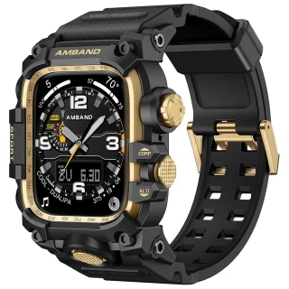 【Amband】Apple Watch 專用保護殼 ☆ M3 美國鋼鐵特攻軍規 黑金TPU 錶帶(46mm - Apple Watch 11 / 10)