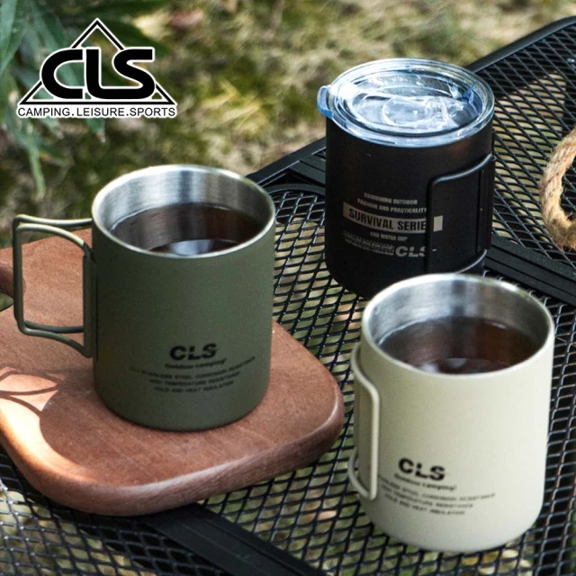 CLS 韓國 摺疊304不鏽鋼雙層杯 贈杯蓋 320ML/登山杯/露營杯/軍風/露營/野餐(三色任選)