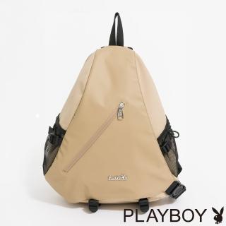 【PLAYBOY】單肩揹包 休閒尼龍系列(咖啡色)