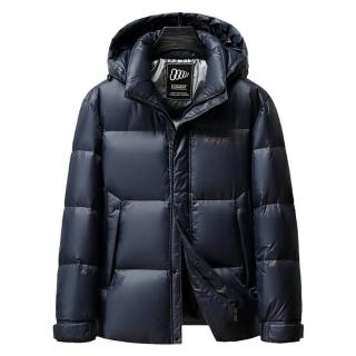 【巴黎精品】現貨+預購 真羽絨90%白鴨絨羽絨外套羽絨衣夾克(保暖黑金短版休閒連帽男外套2色a1is49)