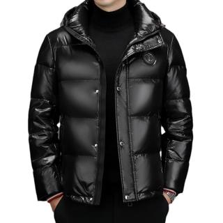 【巴黎精品】現貨+預購 真羽絨90%白鴨絨羽絨外套羽絨衣夾克(保暖時尚潮流黑金短版羽絨男外套2色a1is61)