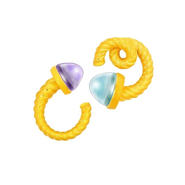 【Just Gold 鎮金店】相聚 黃金耳環(雙邊不對稱設計)
