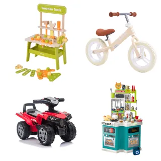 福利品 澎派好禮 四選一 廚房玩具/越野滑行車/木製工具桌/平衡車