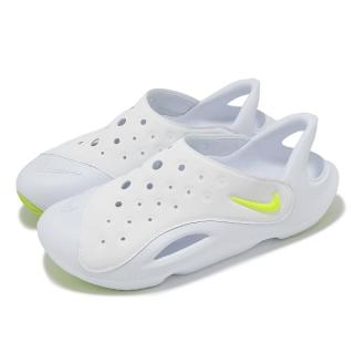 【NIKE 耐吉】涼鞋 Aqua Swoosh GS 白 螢光黃 大童 女鞋 透氣 快乾 套入式(FV6363-100)