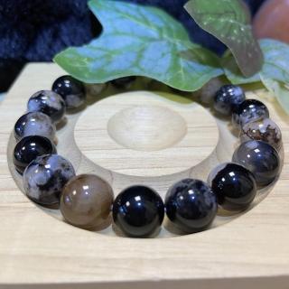 【Cozy 世界水晶原礦與茶】黑櫻花瑪瑙 11mm+ 20-7(使人更加平穩踏實 減少浮躁)