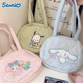 【SANRIO 三麗鷗】酷洛米美樂蒂大耳狗夾棉單肩包(帕恰狗/凱蒂貓/Hello Kitty)