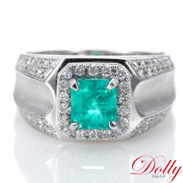 【DOLLY】14K金 天然哥倫比亞祖母綠1克拉鑽石男戒-002 高級訂製珠寶 奢華質感 浪漫送禮
