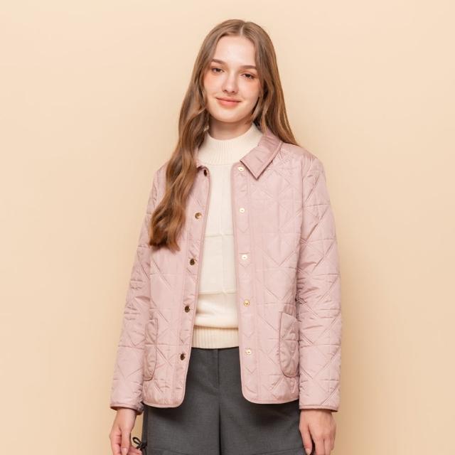 【perng yuh 芃諭名品】甜漾心情 菱格絎縫 翻領 鋪棉外套(2024 AW Collection｜3C秋冬新品上市)