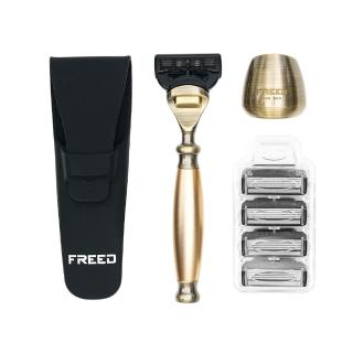 【FREED】古銅系列尊爵四件組五刀式刮鬍刀禮盒 - 阿波羅(刮鬍刀界的勞斯萊斯)