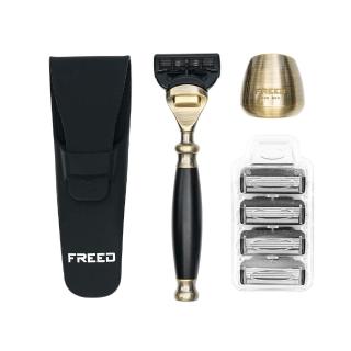 【FREED】古銅系列尊爵四件組五刀式刮鬍刀禮盒 - 極致黑(刮鬍刀界的勞斯萊斯)