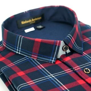 【金安德森】紅白大格紋加絨保暖窄版長袖襯衫-fast