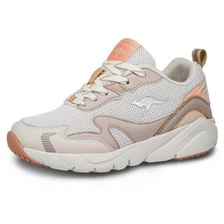 【KangaROOS】美國袋鼠鞋 女 WAVY 千禧復古輕量跑鞋/運動/穿搭/生活 白橘卡其(KW41692)