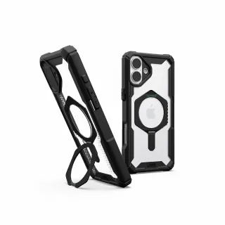 【UAG】iPhone 16 Plus 磁吸耐衝擊支架經典保護殼-透明（黑圈）(支援MagSafe無線充電)