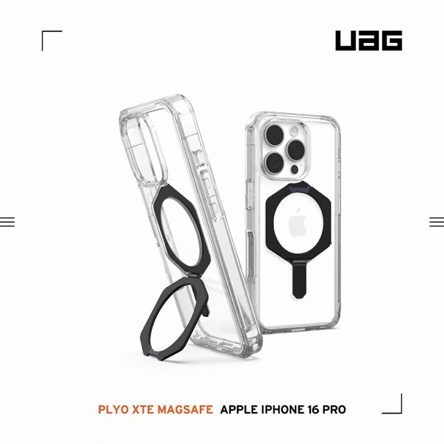 【UAG】iPhone 16 Pro 磁吸耐衝擊支架全透保護殼-極透明（黑圈）(支援MagSafe無線充電)