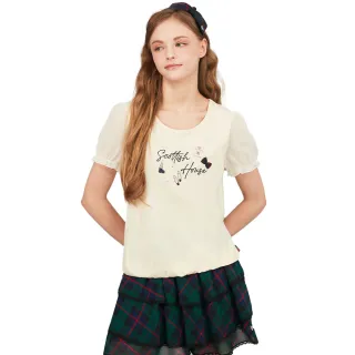 【SCOTTISH HOUSE】甜美風燙鑽短袖T恤-天使白/俏皮黃 CHUB1210