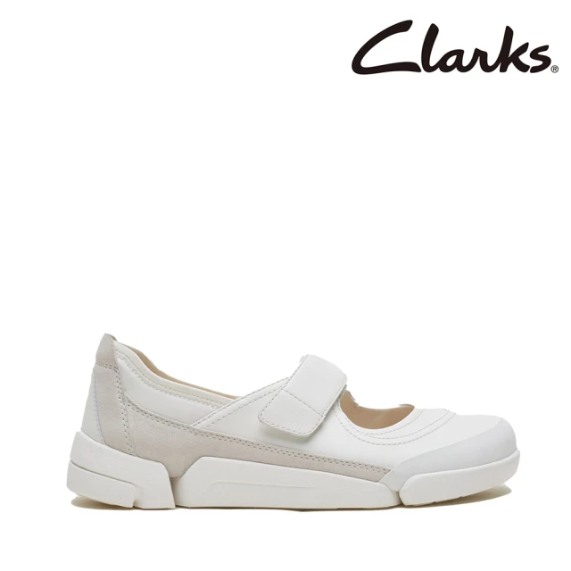 Clarks 女鞋 三瓣鞋2.0 Trigenic2 Jane全皮面輕盈寬楦瑪莉珍休閒鞋 小白鞋(CLF82123C)