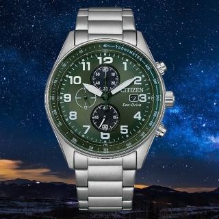 【CITIZEN 星辰】Chronograph 三眼風格測速計時光動能男錶/43mm(CA0770-72X)
