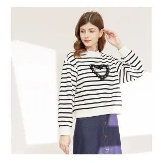 【IRIS 艾莉詩】愛心條紋太空棉上衣-2色(46926)