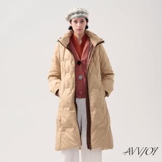 【AVVJOY 艾薇卓爾】長版菱格羽絨外套(外套 大衣 麵包服 連帽外套 羽絨外套 長版羽絨外套 CLA0405OW)