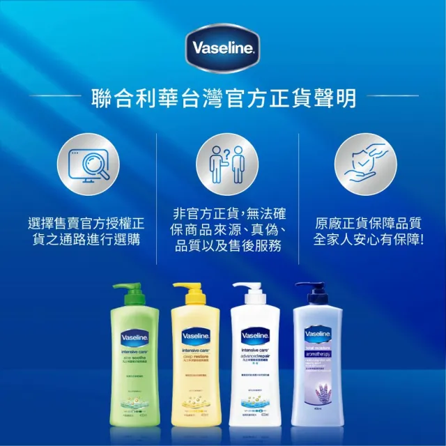 【Vaseline 凡士林】經典系列潤膚露獨家款 買4送4超值組(深層保濕乳液、蘆薈舒緩身體乳、專業修護潤膚乳)