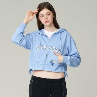 【Superdry】韓版 女款 短版 長連帽外套 Varsity String(淺藍)