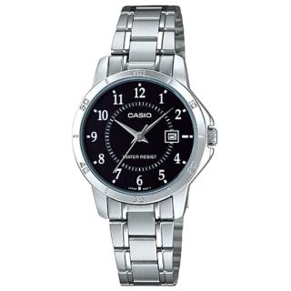 【CASIO 卡西歐】LTP-V004D-1B 簡約設計 日期顯示女指標錶(時尚潮流 錶徑約3.02公分)