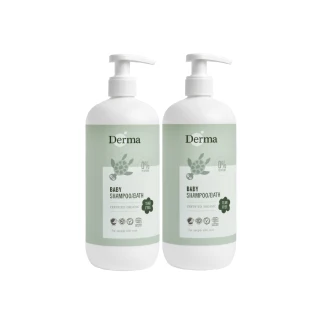 【Derma 丹麥德瑪】寶寶有機水嫩洗髮沐浴露家庭號 500ml*2入組(嬰幼兒/不流淚配方/三合一)