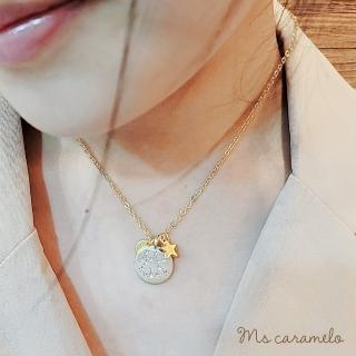 【焦糖小姐 Ms caramelo】星座項鍊 6月雙子座項鍊 Gemini 月光石&鋯石項鍊(可雙面配戴)