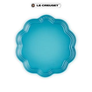 【Le Creuset】瓷器蕾絲花邊盤 22cm(加勒比海藍)