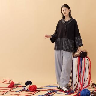 【MOSS CLUB】褲口調節釦垂墜感寬鬆長褲(咖 灰)