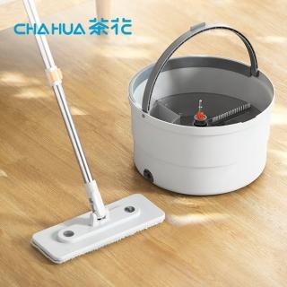 【茶花CHAHUA】淨汙分離式乾濕兩用伸縮平板拖把組-1拖+1桶+2布(淨汙分離平板拖把/淨汙分離兩用拖把組)