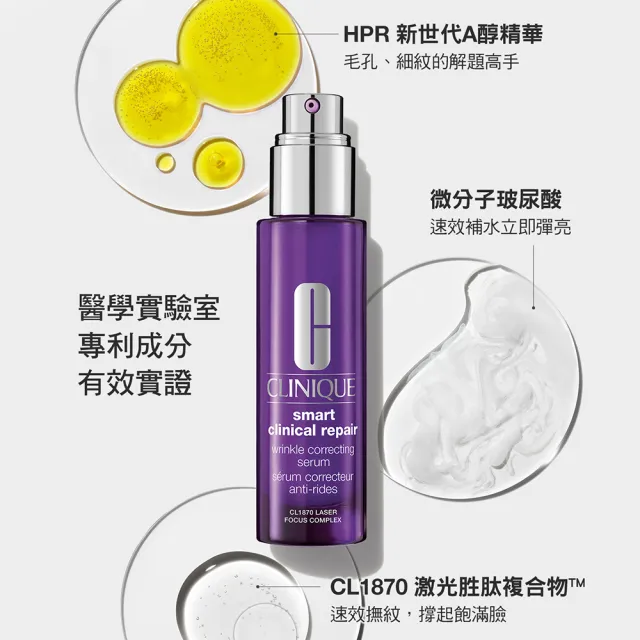 【CLINIQUE 倩碧】天才A醇精華抗老撫紋組(天才激光修護煥膚精華 50ml)(精華液/A醇縮毛孔精華液)