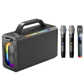 【大聲公】大聲公巡將型重低音無線式多功能行動音箱/喇叭(三手持麥克風組)