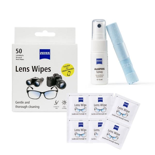 【ZEISS 蔡司】專業光學清潔防霧基本組(清潔拭鏡紙50片+防霧噴霧組15ml)