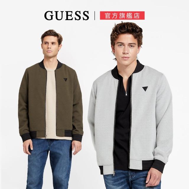 【GUESS】倒三角LOGO素面休閒外套(兩色可選)