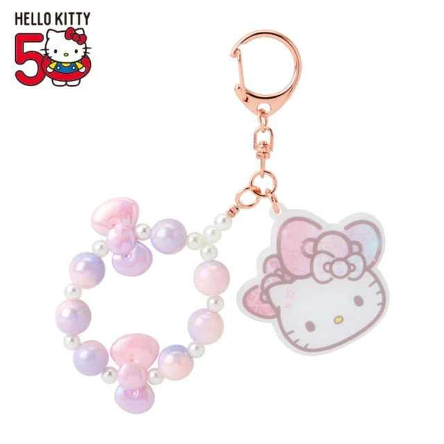 小禮堂 Sanrio 三麗鷗 Hello Kitty 壓克力造型鑰匙圈 - 50週年The Fashionable Ribbons(平輸品)