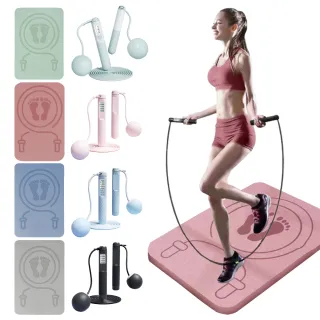 【Keep Power健身房】全網最新一代五鍵 電子跳繩+跳繩短墊 健身套組(升級五鍵)